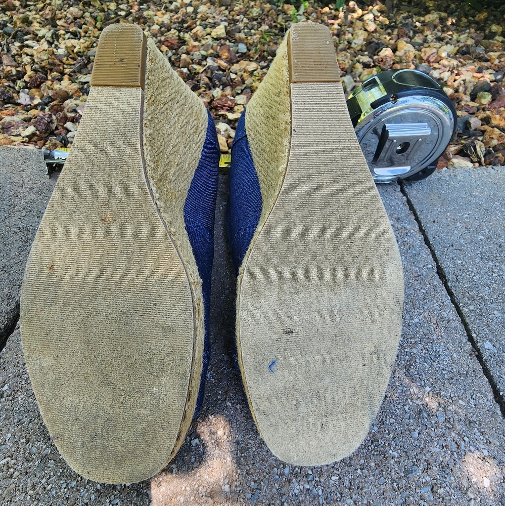 BASS DENIM WEDGE SANDAL SZ 8.5 - Picture 6 of 9